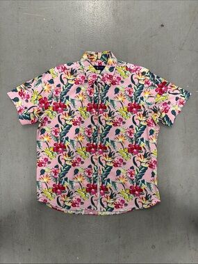Ralph Lauren Pink Floral Short-Sleeve Button-Up Shirt Size Men’s L
